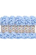 Set 5 bucăți fir cu bucle Alize Puffy 183 – Bleu deschis