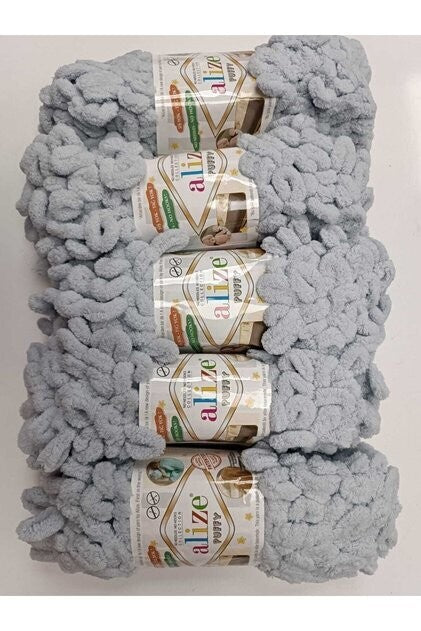 Set 5 bucăți fir cu bucle Alize Puffy 416 – Gri deschis