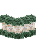Set 5 bucăți fir cu bucle Alize Puffy 532 – Verde pin
