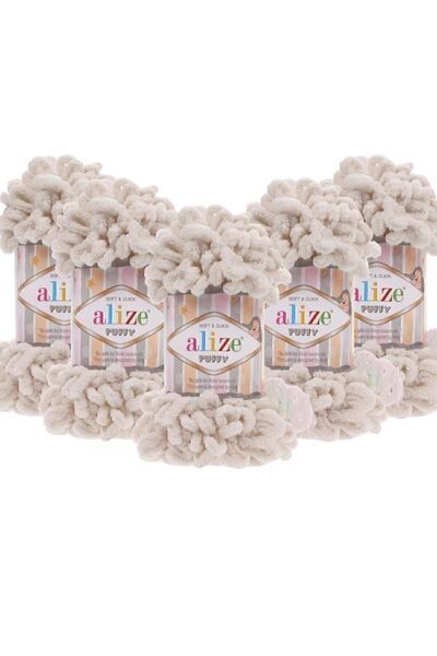 Set 5 bucăți fir cu bucle Alize Puffy 599 – Ivoire