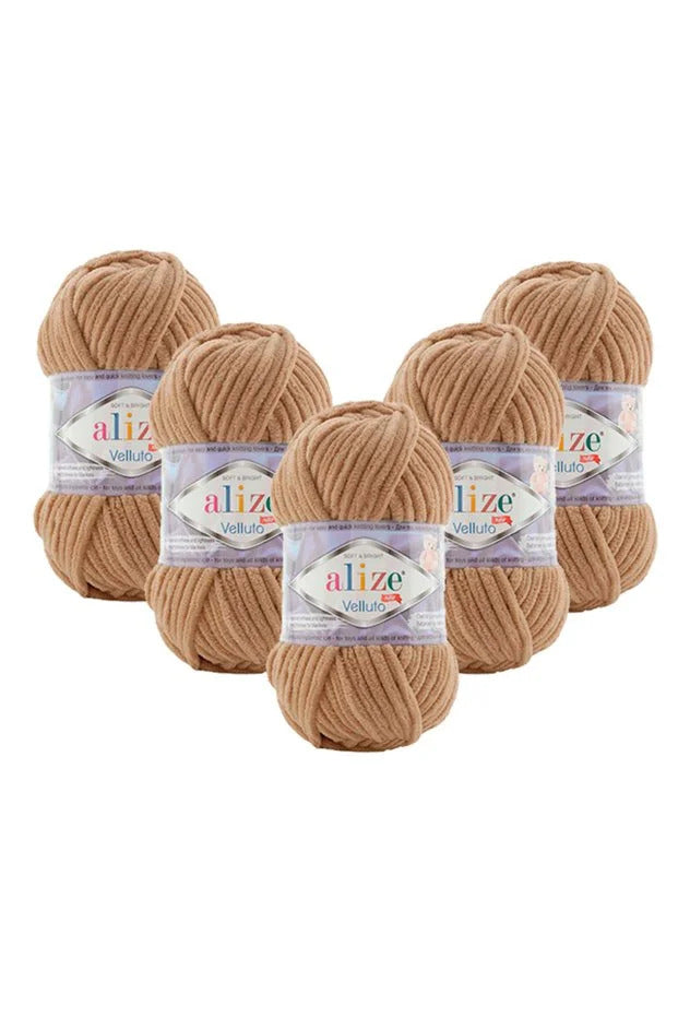 Set 5 bucăți fir catifelat Alize Velluto 199 – Bej închis