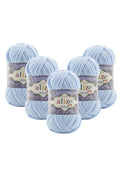 Set 5 bucăți fir catifelat Alize Velluto 218 – Bleu deschis