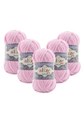 Set 5 bucăți fir catifelat Alize Velluto 31 – Roz bebelus