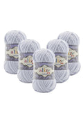 Set 5 bucăți fir catifelat Alize Velluto 416 – Gri deschis