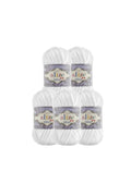 Set 5 bucăți fir catifelat Alize Velluto 55 – Alb