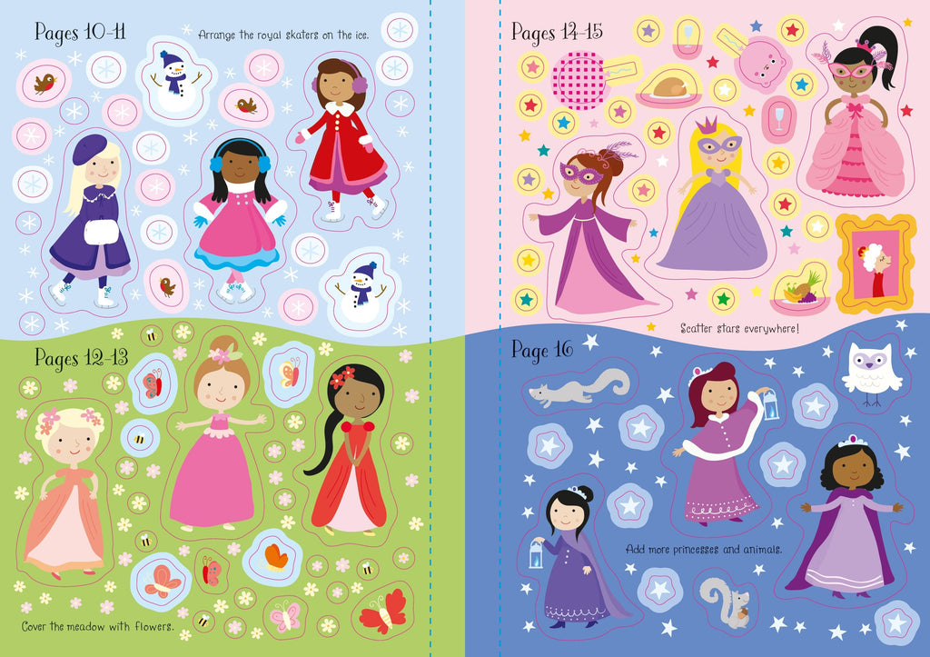 Usborne – Sparkly Princesses Sticker Book – Carte cu stickere pentru copii 3+ ani – carte pentru copii Usborne, detalii conținut cu abțibilduri