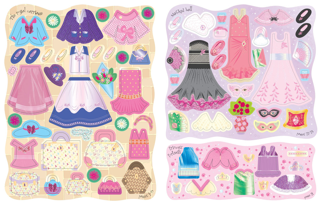 Usborne – Sticker Dolly Dressing Princesses – Carte cu stickere pentru copii 5+ ani – carte pentru copii Usborne, preview pagini