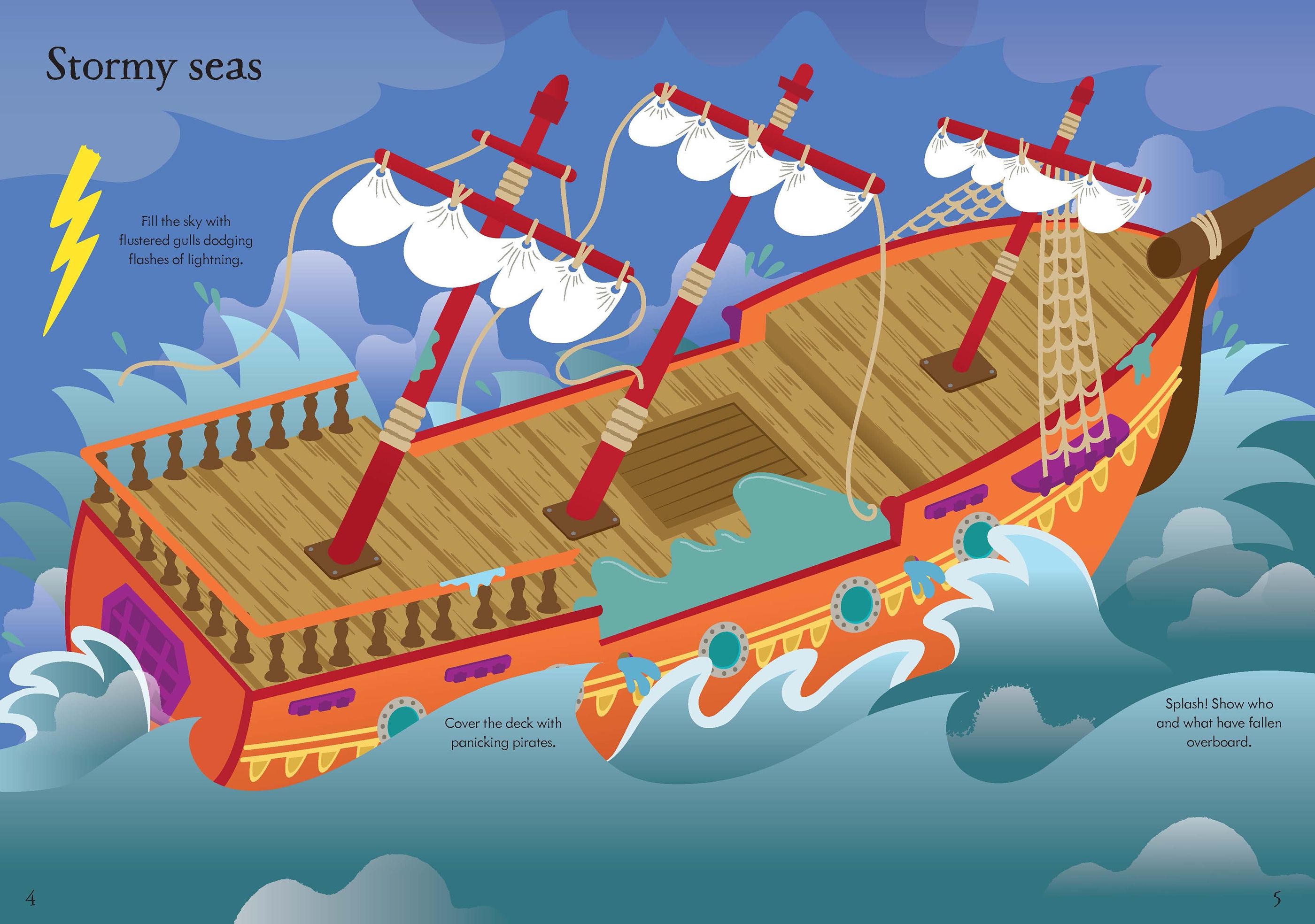 Usborne – Little First Stickers Pirates – Carte cu stickere pentru copii 3+ ani – carte pentru copii Usborne, preview pagini