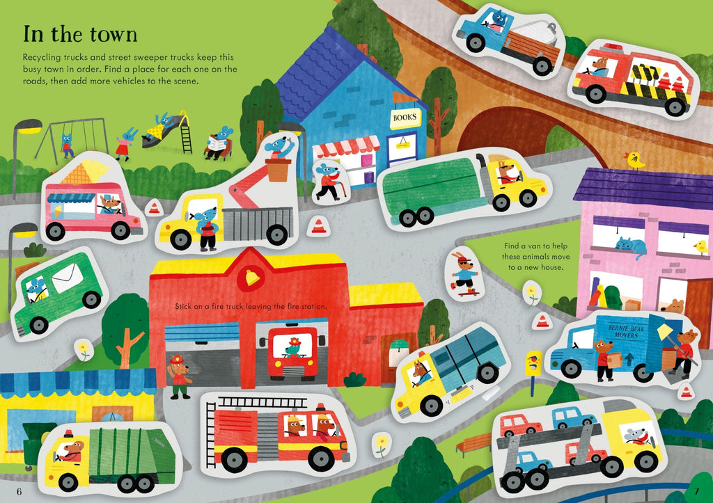 Usborne – Little First Stickers Tractors and Trucks – Carte cu stickere pentru copii 3+ ani – carte pentru copii Usborne, detalii conținut cu abțibilduri