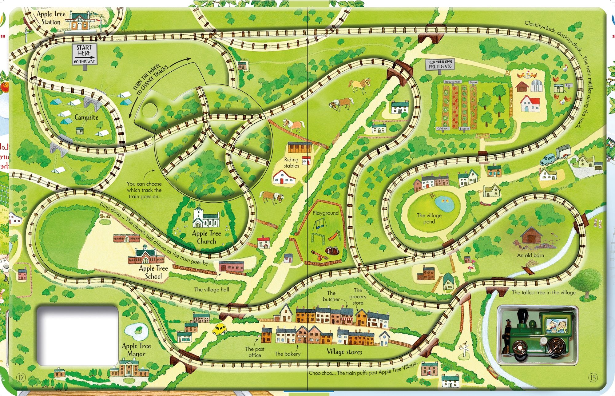 Usborne – Poppy and Sam's Wind-up Train Book – Carte cu jucărie pentru copii 3+ ani – carte pentru copii Usborne, pagini interior ilustrate