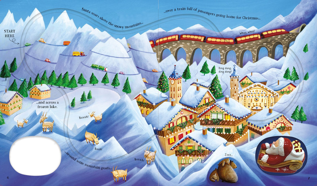 Usborne – Wind-Up Santa's Sleigh – Carte pentru copii 3+ ani – carte pentru copii Usborne, pagini interior ilustrate