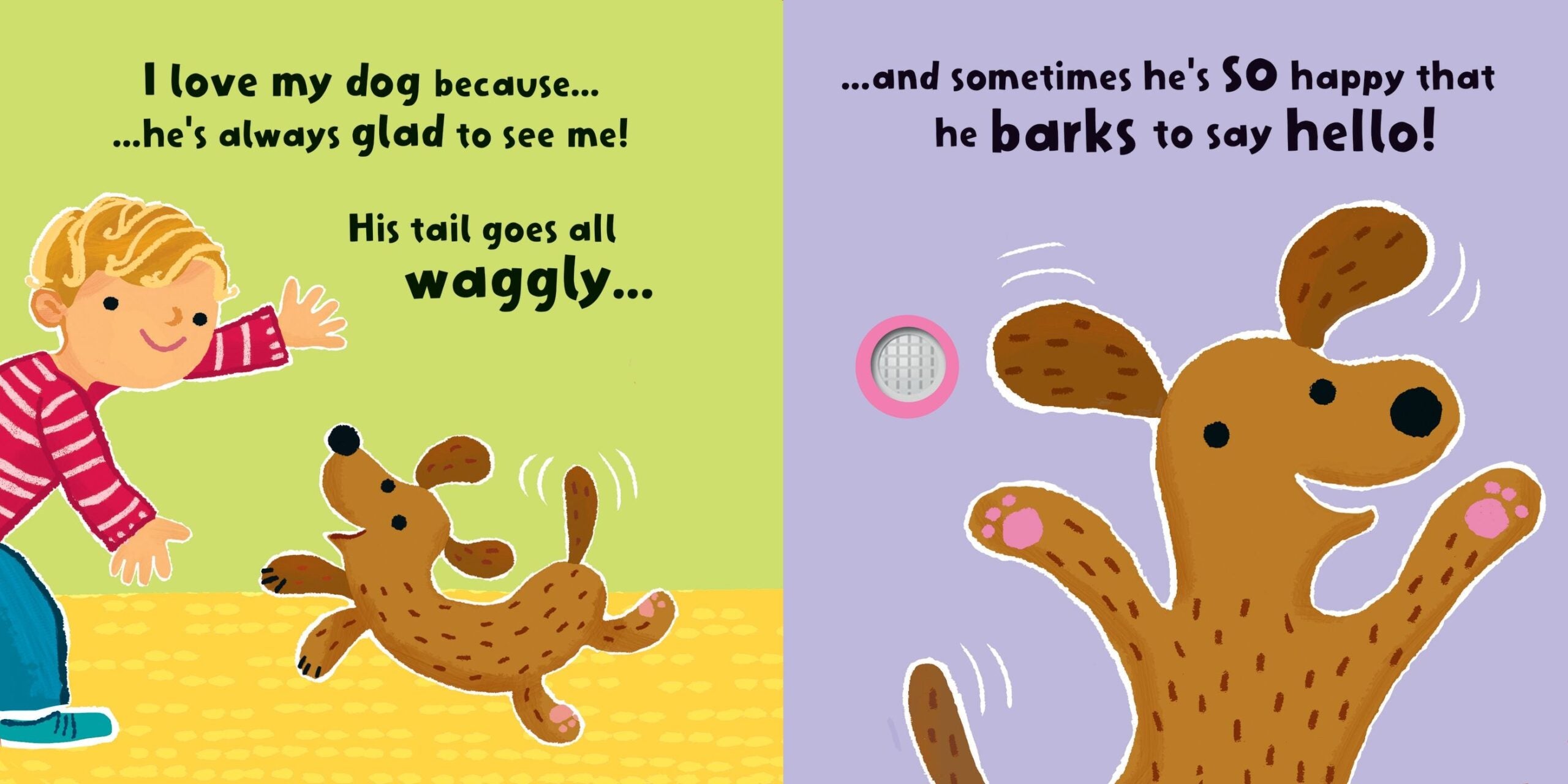 Usborne – Dogs & Puppies Sound Book – Carte cu sunete pentru copii 12+ luni – carte pentru copii Usborne, pagini interior ilustrate