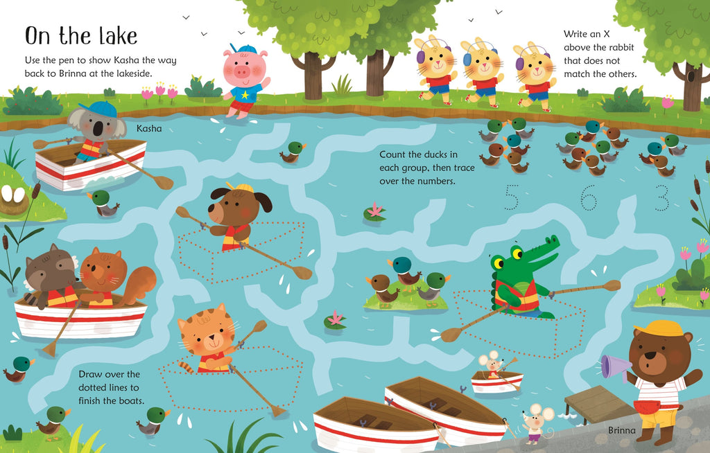 Usborne – Wipe-Clean Summer Activities – Carte de activități (refolosibilă) pentru copii 3+ ani – carte pentru copii Usborne, detalii conținut