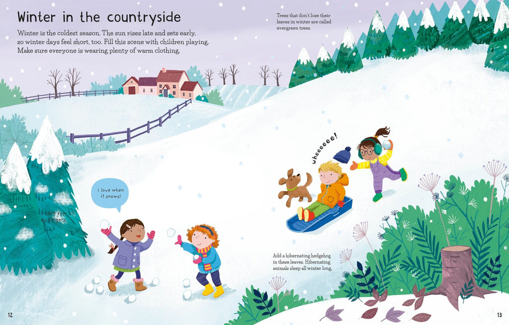 Usborne – First Sticker Book Weather and Seasons – Carte cu stickere pentru copii 3+ ani – carte pentru copii Usborne, preview pagini