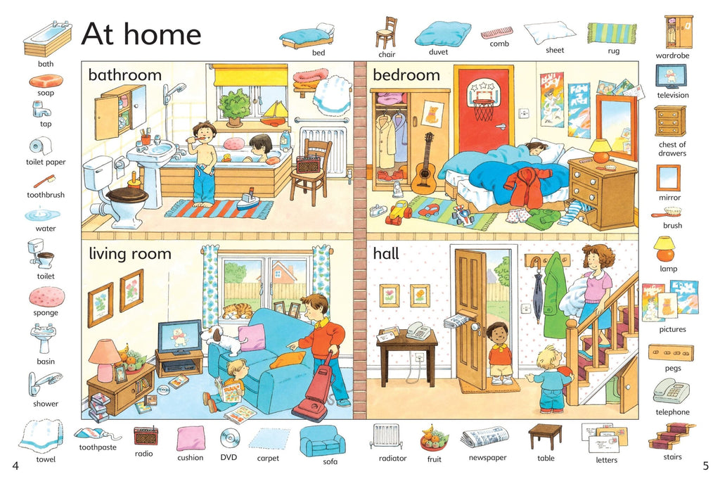 Usborne – First Thousand Words in English – Carte pentru copii 5+ ani – carte pentru copii Usborne, pagini interior ilustrate