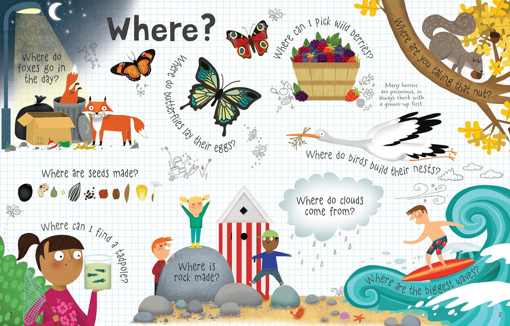 Usborne – Lift-the-flap Questions and Answers about Nature – Carte cu clapete pentru copii 5+ ani – carte pentru copii Usborne, pagini interior ilustrate