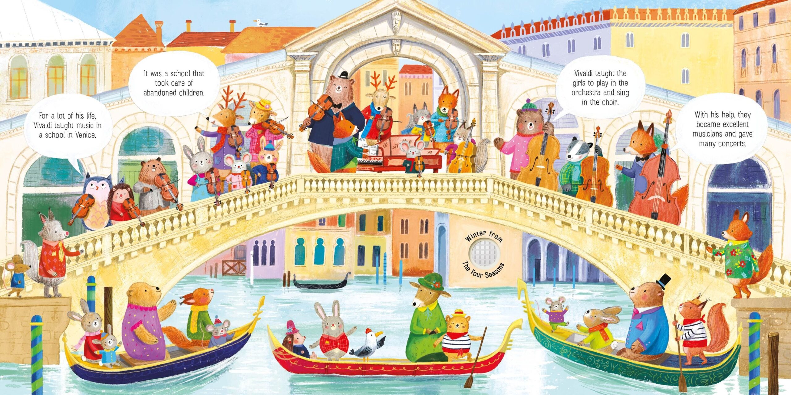 Usborne – The Animal Orchestra Plays Vivaldi – Carte pentru copii 6+ luni – carte pentru copii Usborne, detalii conținut