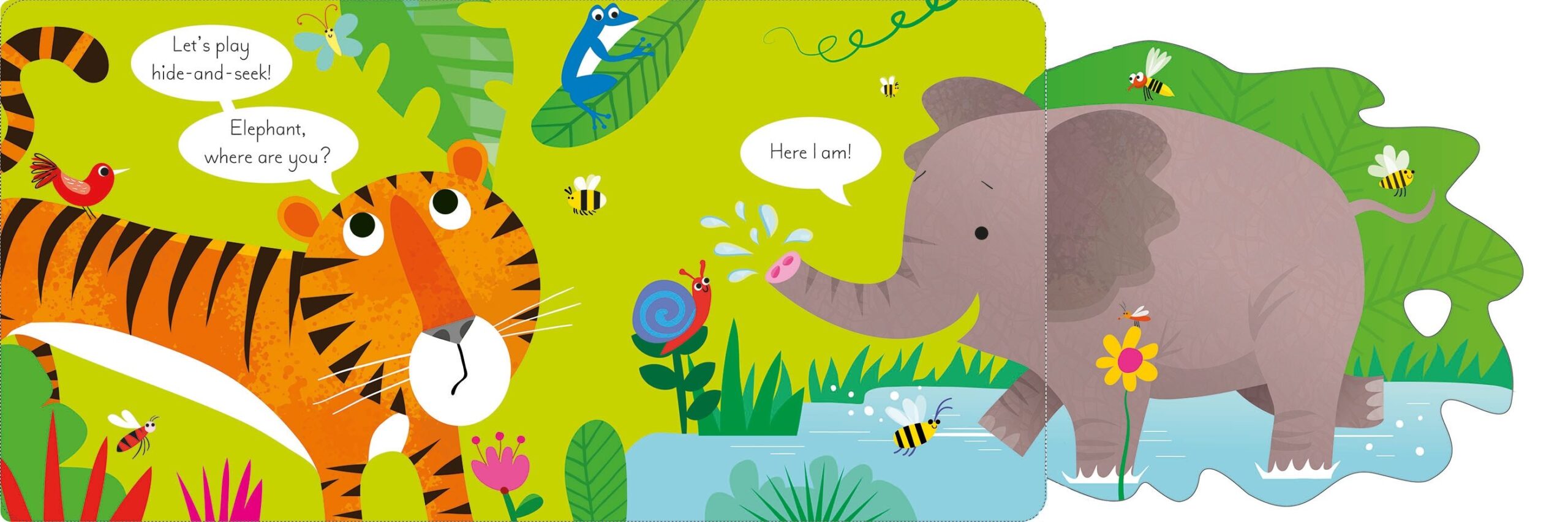 Usborne – Play Hide and Seek with Tiger – Carte pentru copii 12+ luni – carte pentru copii Usborne, detalii conținut