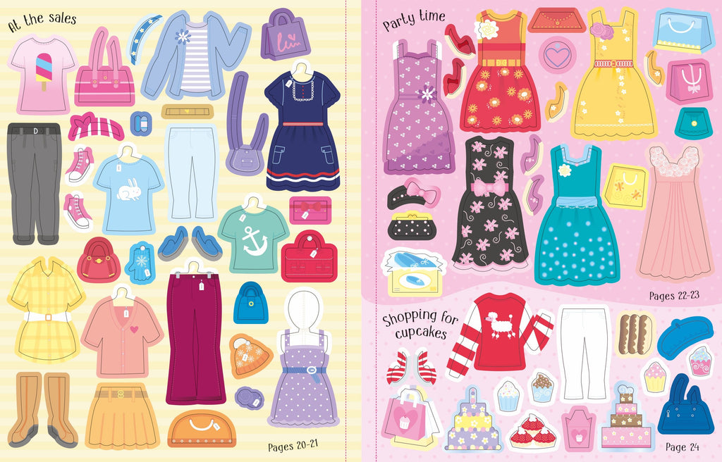 Usborne – Sticker Dolly Dressing Shopping – Carte cu stickere pentru copii 5+ ani – carte pentru copii Usborne, preview pagini