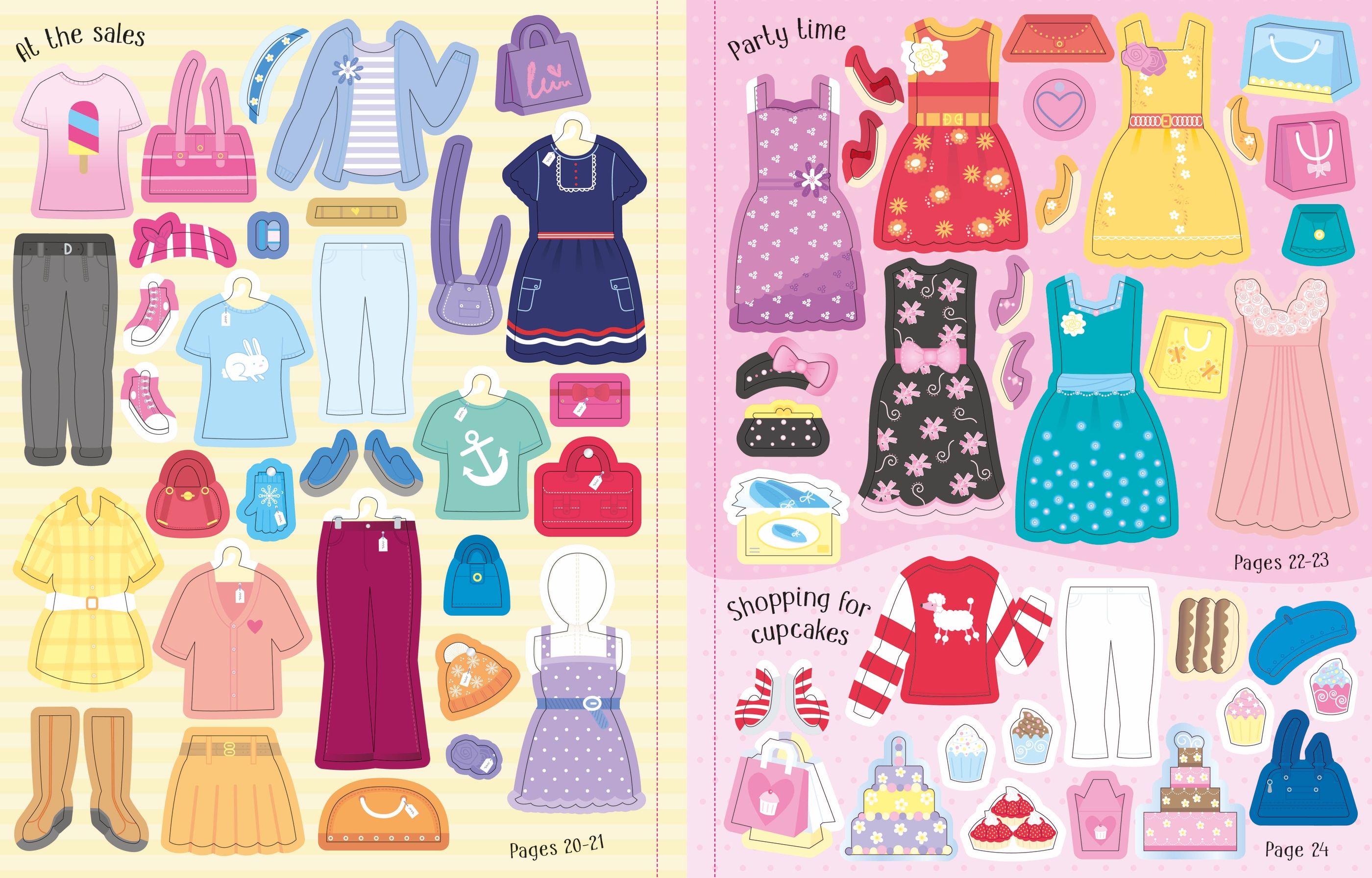 Usborne – Sticker Dolly Dressing Shopping – Carte cu stickere pentru copii 5+ ani – carte pentru copii Usborne, preview pagini