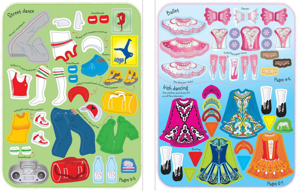 Usborne – Sticker Dolly Dressing Dancers – Carte cu stickere pentru copii 5+ ani – carte pentru copii Usborne, preview pagini