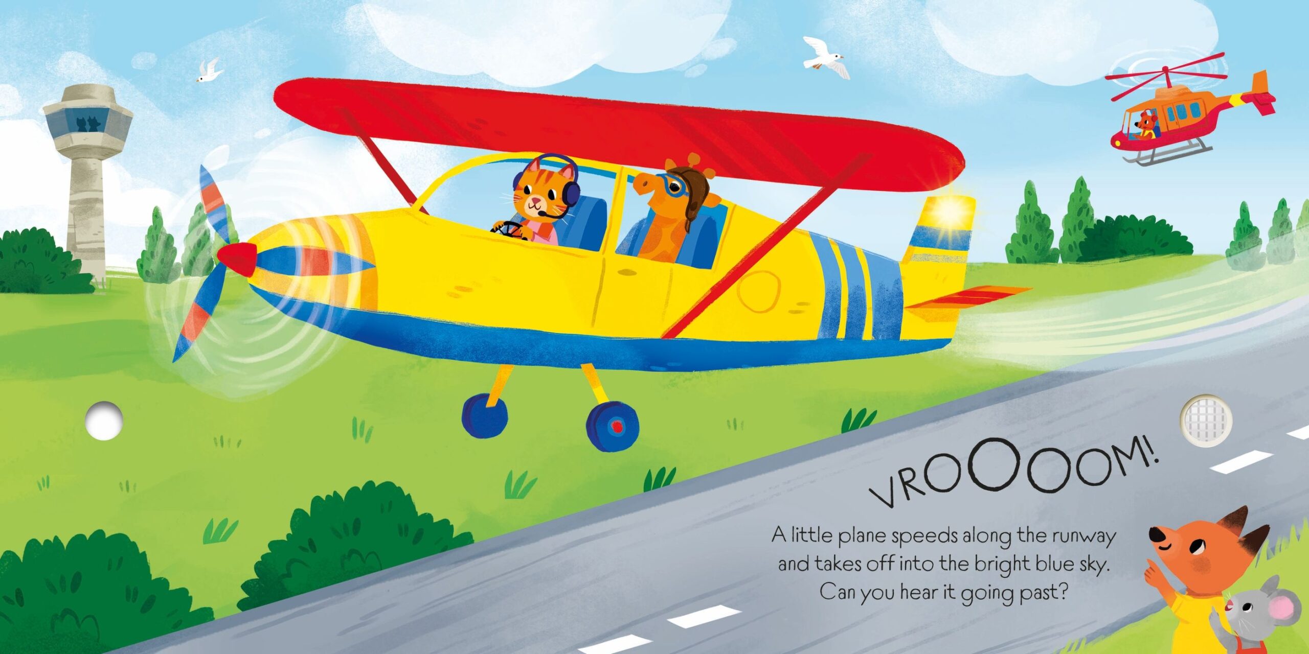 Usborne – Lights and Sounds Planes and Helicopters – Carte cu sunete pentru copii 12+ luni – carte pentru copii Usborne, pagini interior ilustrate