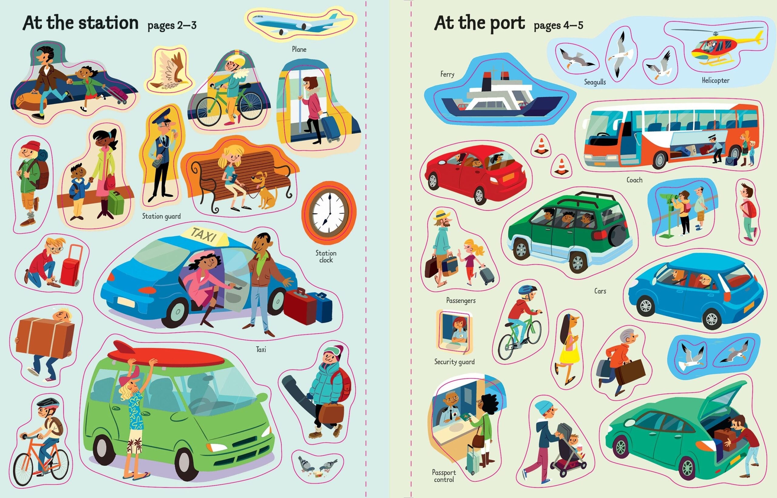 Usborne – First Sticker Book Travel – Carte cu stickere pentru copii 3+ ani – carte pentru copii Usborne, preview pagini