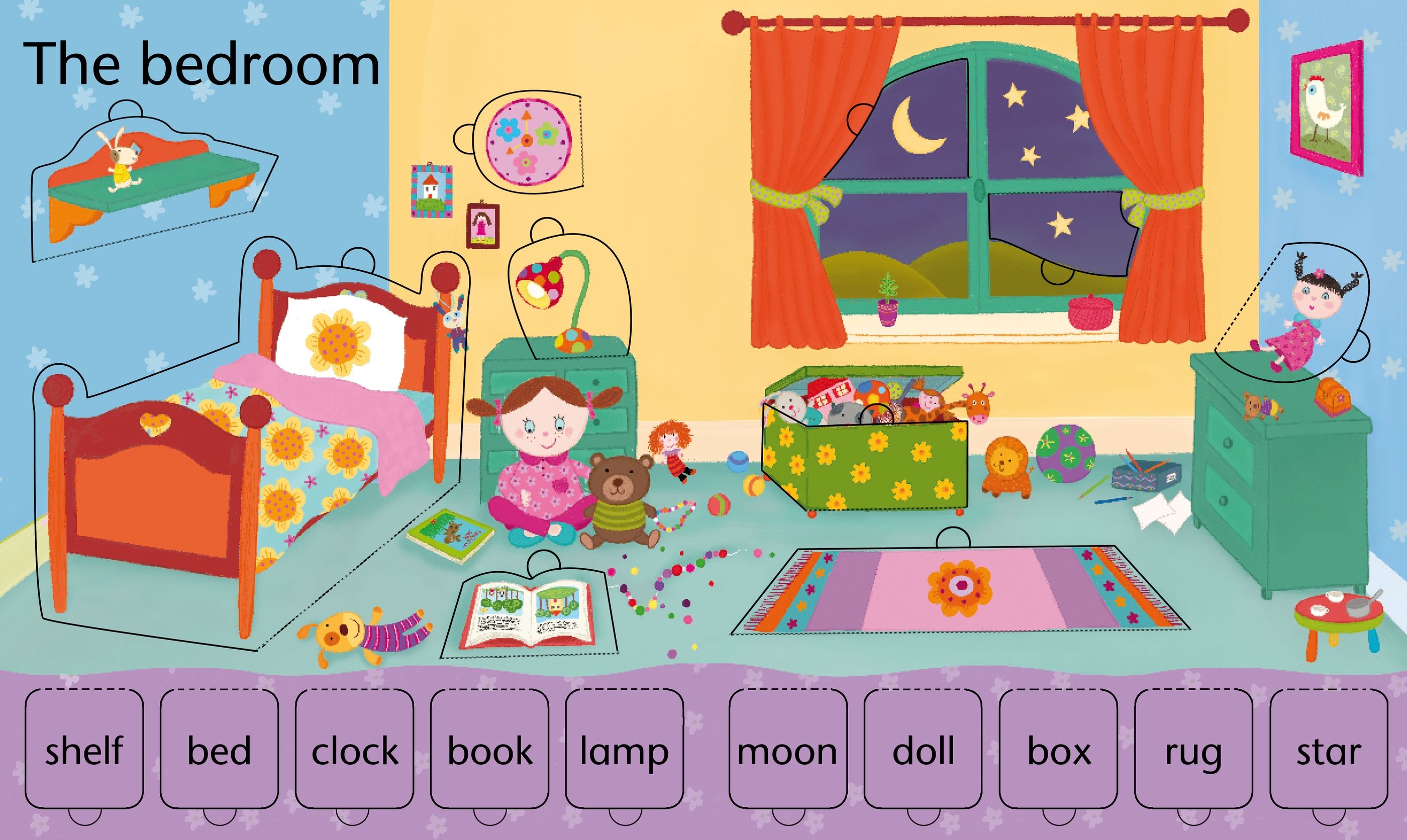 Usborne – Lift-the-Flap Word Book – Carte cu clapete pentru copii 2+ ani – carte pentru copii Usborne, detalii conținut cu clapete
