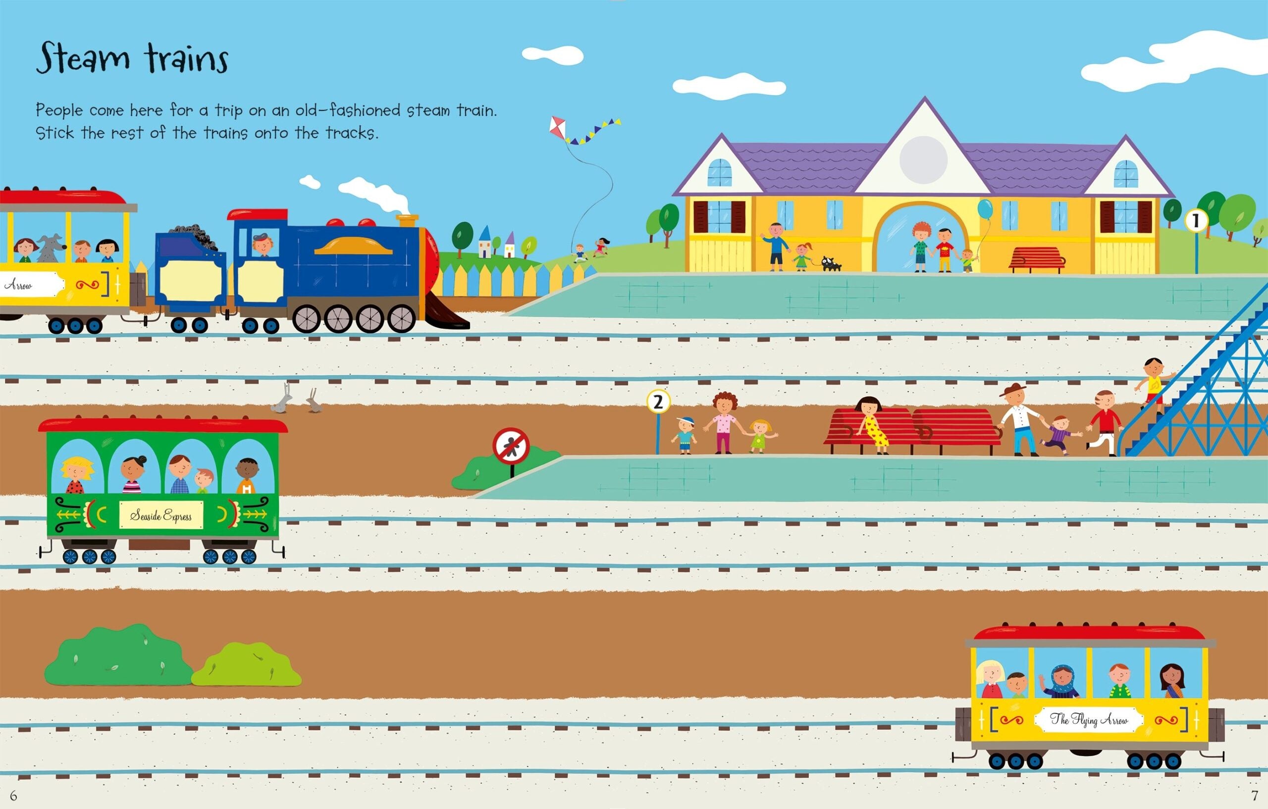 Usborne – First Sticker Book Trains – Carte cu stickere pentru copii 3+ ani – carte pentru copii Usborne, preview pagini