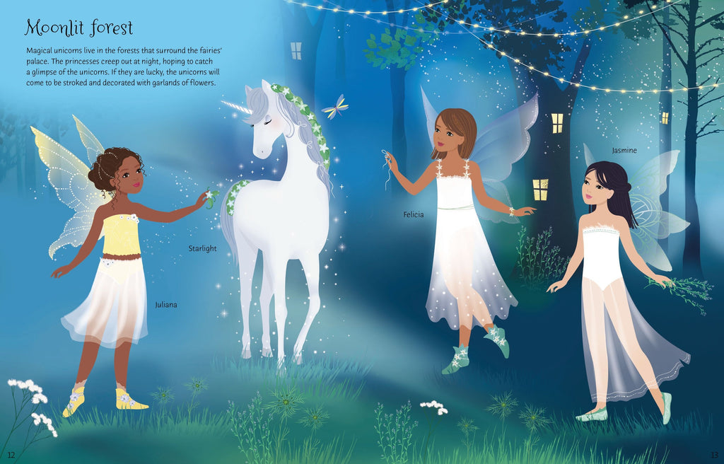 Usborne – Sticker Dolly Dressing Fairy Princesses – Carte cu stickere pentru copii 5+ ani – carte pentru copii Usborne, preview pagini