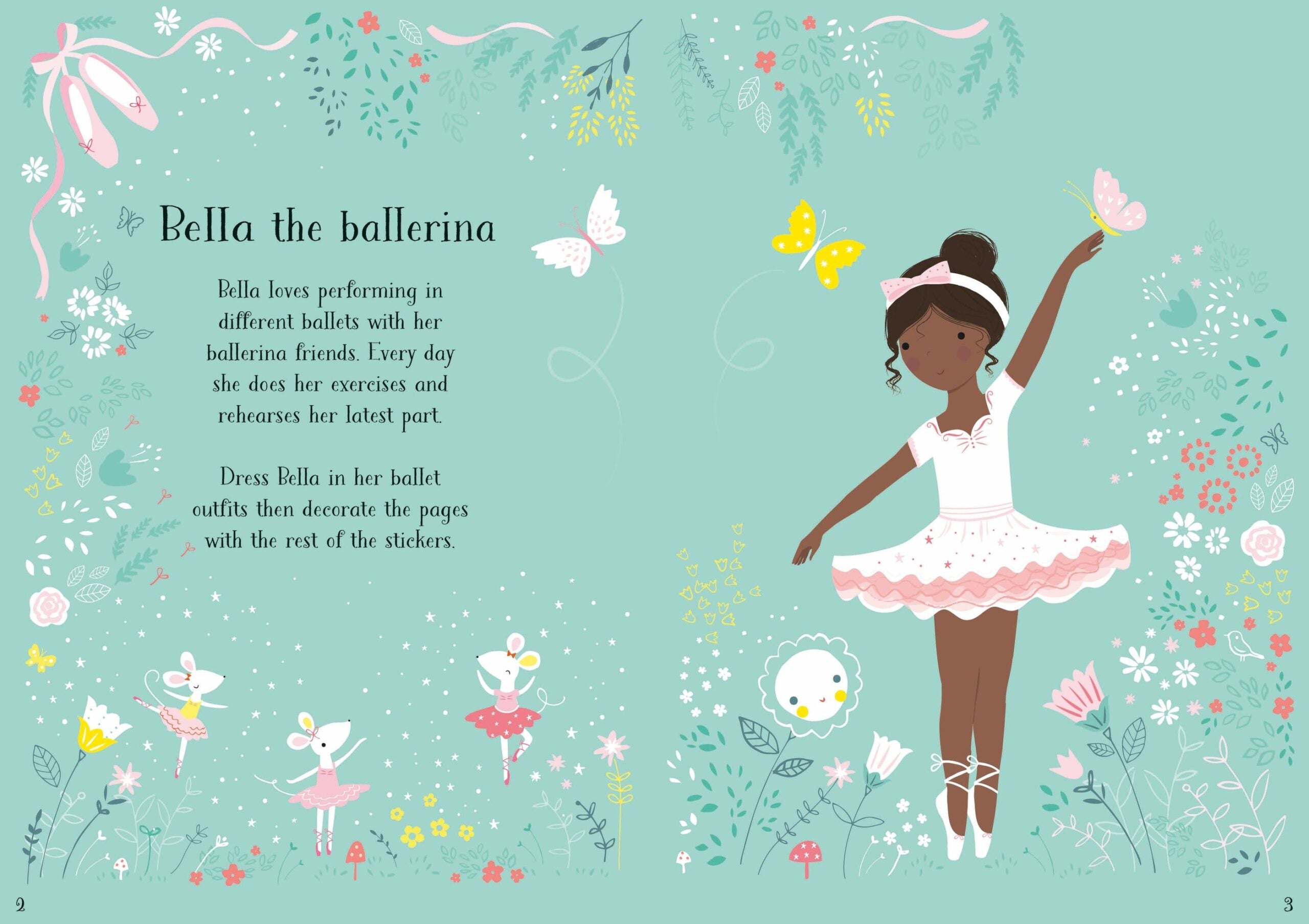 Usborne – Little Sticker Dolly Dressing Ballerina – Carte cu stickere pentru copii 4+ ani – carte pentru copii Usborne, preview pagini