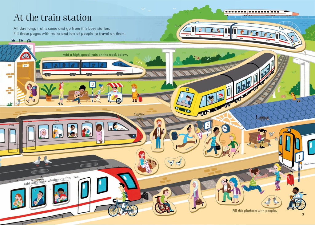 Usborne – Little First Stickers Travel – Carte cu stickere pentru copii 3+ ani – carte pentru copii Usborne, pagini interior ilustrate