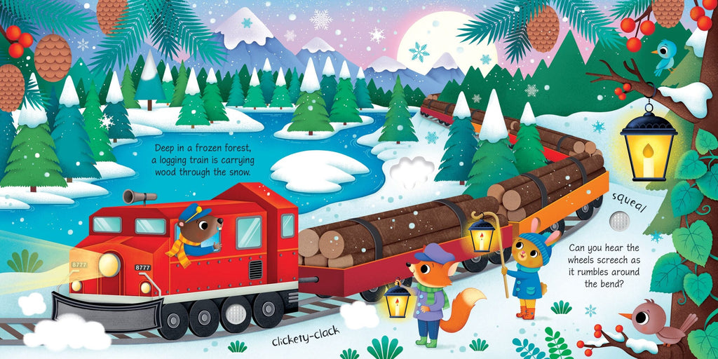 Usborne – Trains Sound Book – Carte cu sunete pentru copii 6+ luni – carte pentru copii Usborne, detalii conținut cu sunete