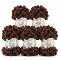 Set 5 bucăți fir cu bucle Alize Puffy 493 – Maro ciocolatiu