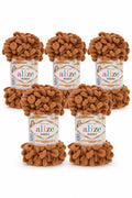Set 5 bucăți fir cu bucle Alize Puffy 179 – Camel