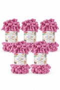 Set 5 bucăți fir cu bucle Alize Puffy 98 – Roz-violet prăfuit