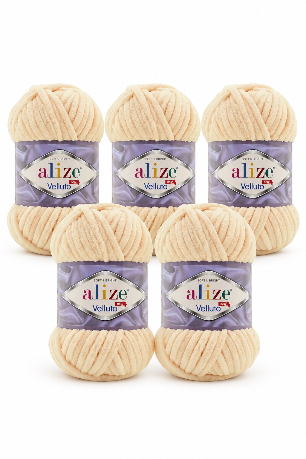 Set 5 bucăți fir catifelat Alize Velluto 310 – Bej miere