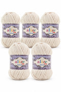 Set 5 bucăți fir catifelat Alize Velluto 599 – Bej fildeș