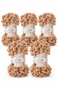 Set 5 bucăți fir cu bucle Alize Puffy 262 – Bej cald