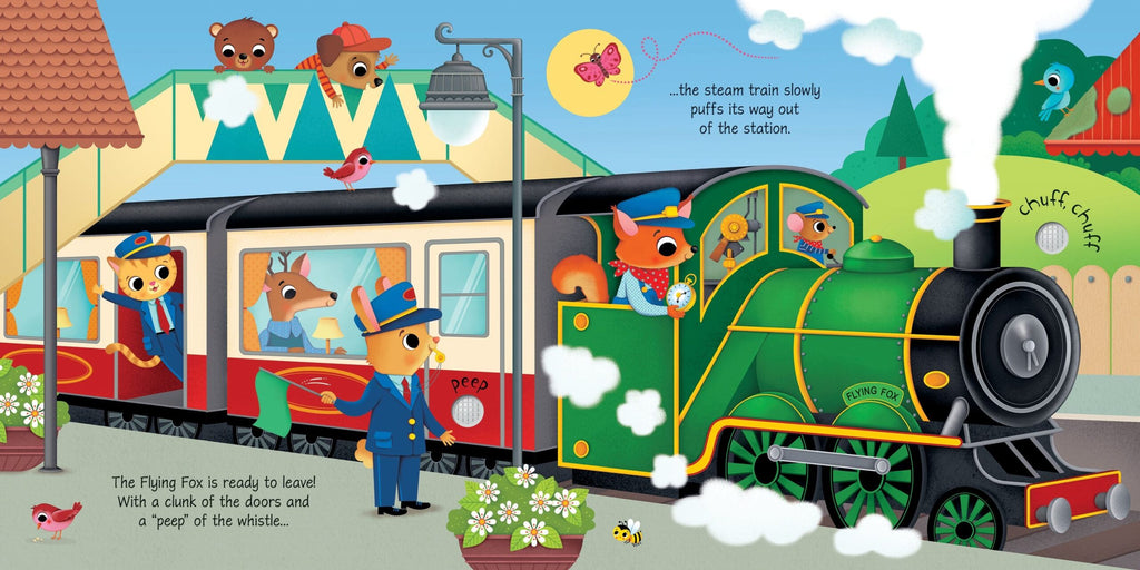 Usborne – Trains Sound Book – Carte cu sunete pentru copii 6+ luni – carte pentru copii Usborne, pagini interior ilustrate