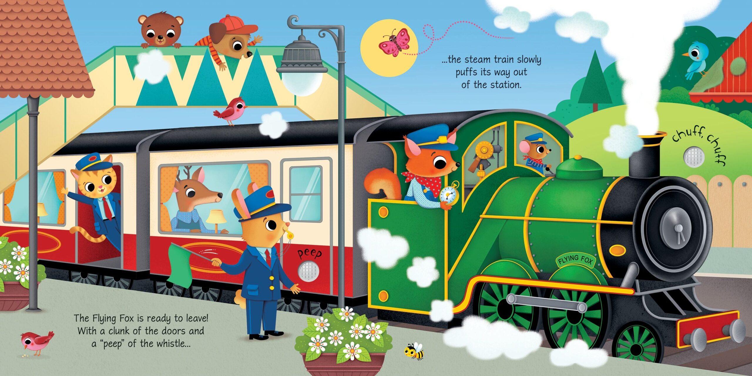 Usborne – Trains Sound Book – Carte cu sunete pentru copii 6+ luni – carte pentru copii Usborne, pagini interior ilustrate