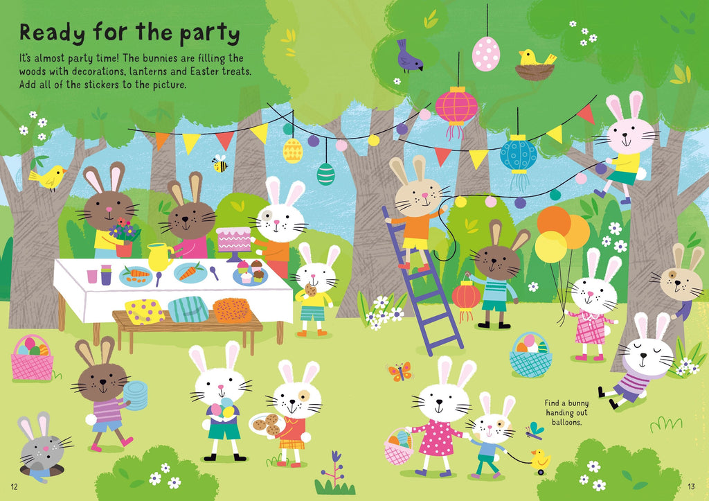 Usborne – Little First Sticker Book Easter Bunnies – Carte cu stickere pentru copii 3+ ani – carte pentru copii Usborne, detalii conținut cu abțibilduri