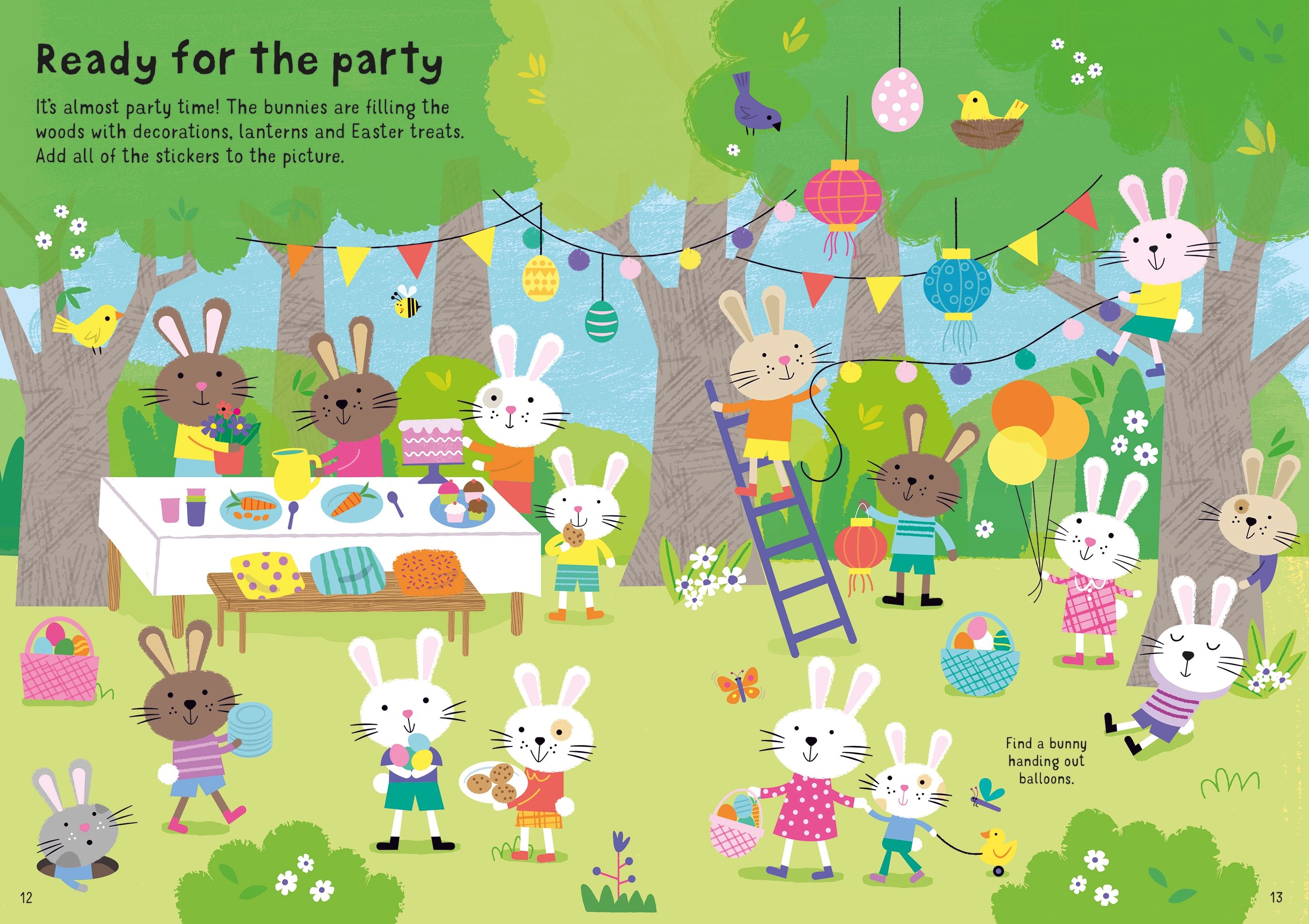 Usborne – Little First Sticker Book Easter Bunnies – Carte cu stickere pentru copii 3+ ani – carte pentru copii Usborne, detalii conținut cu abțibilduri