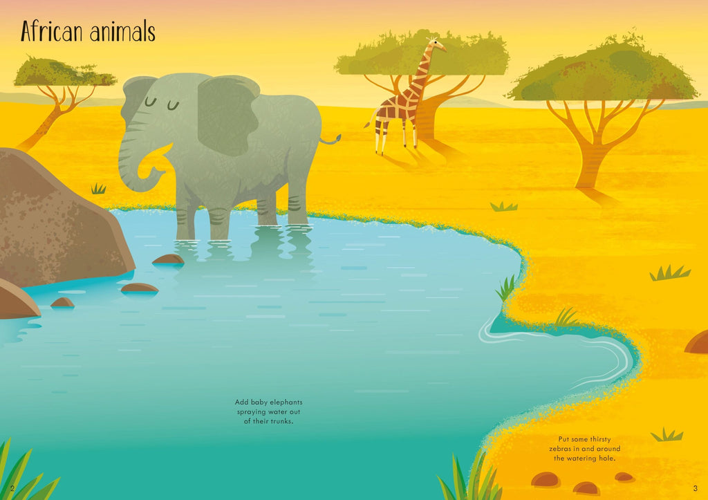 Usborne – Little First Stickers Animals – Carte cu stickere pentru copii 3+ ani – carte pentru copii Usborne, pagini interior ilustrate