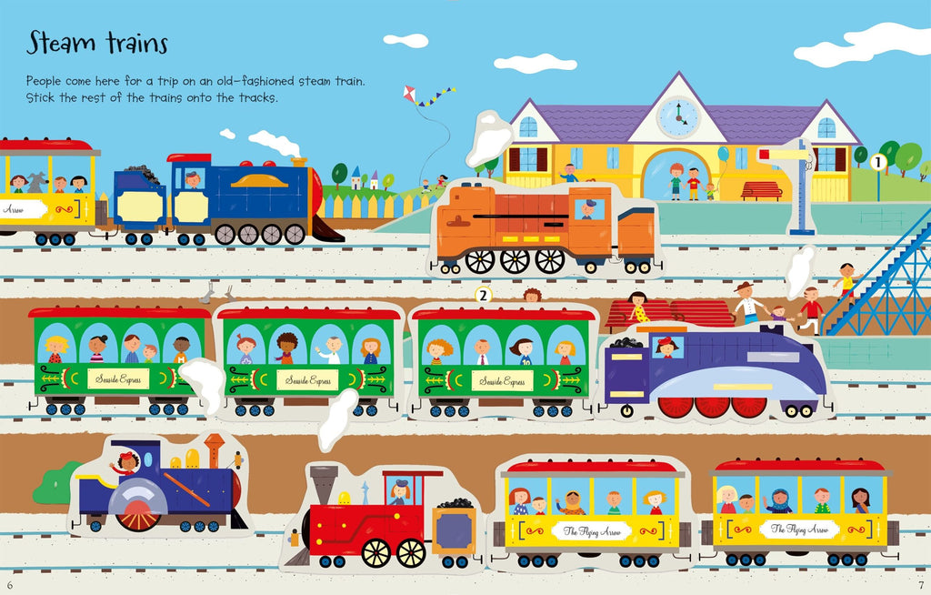 Usborne – First Sticker Book Trains – Carte cu stickere pentru copii 3+ ani – carte pentru copii Usborne, preview pagini