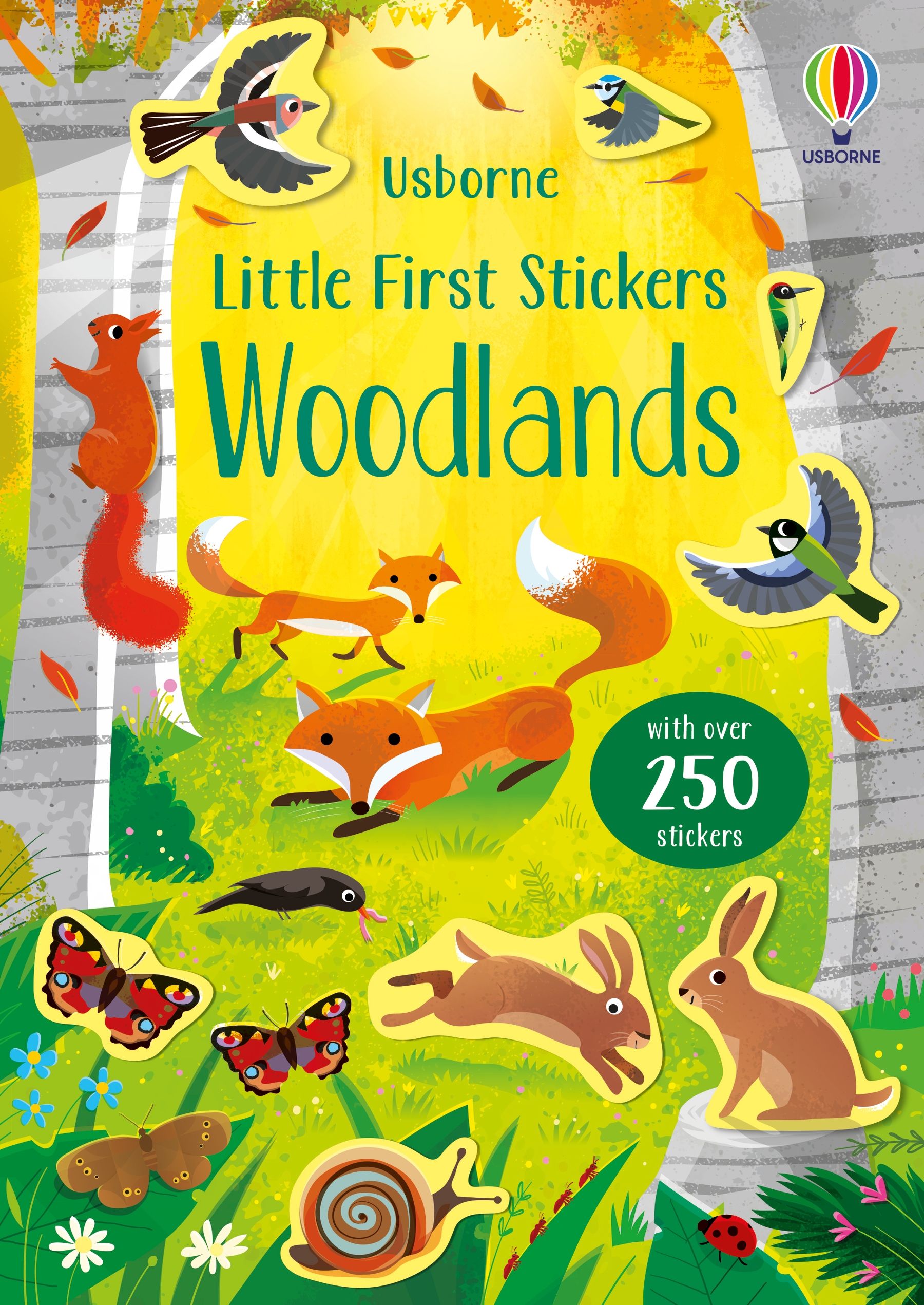 Usborne – Little First Stickers Woodlands – Carte cu stickere pentru copii 3+ ani – carte pentru copii Usborne, copertă