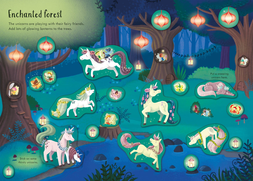 Usborne – Sparkly Unicorns Sticker Book – Carte cu stickere pentru copii 3+ ani – carte pentru copii Usborne, preview pagini