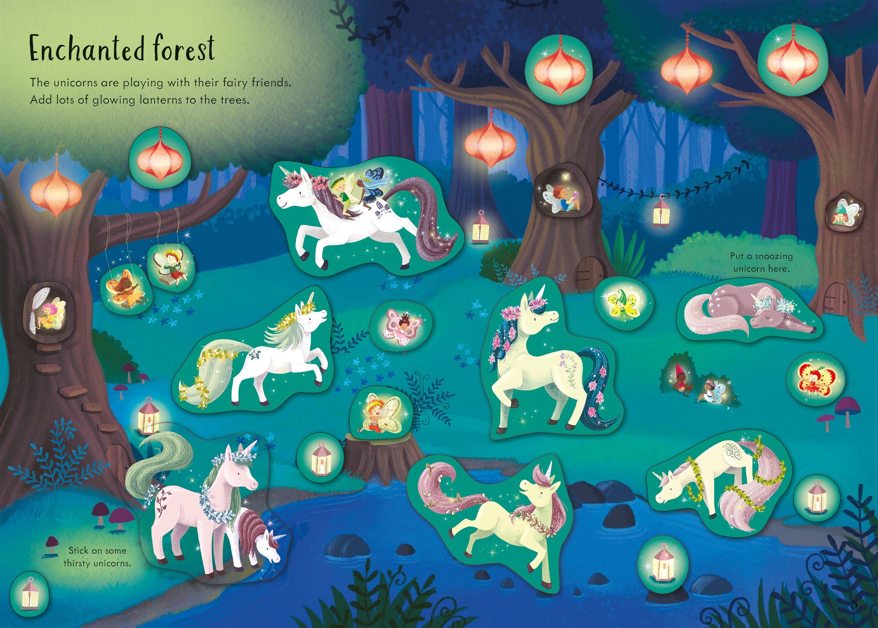 Usborne – Sparkly Unicorns Sticker Book – Carte cu stickere pentru copii 3+ ani – carte pentru copii Usborne, preview pagini