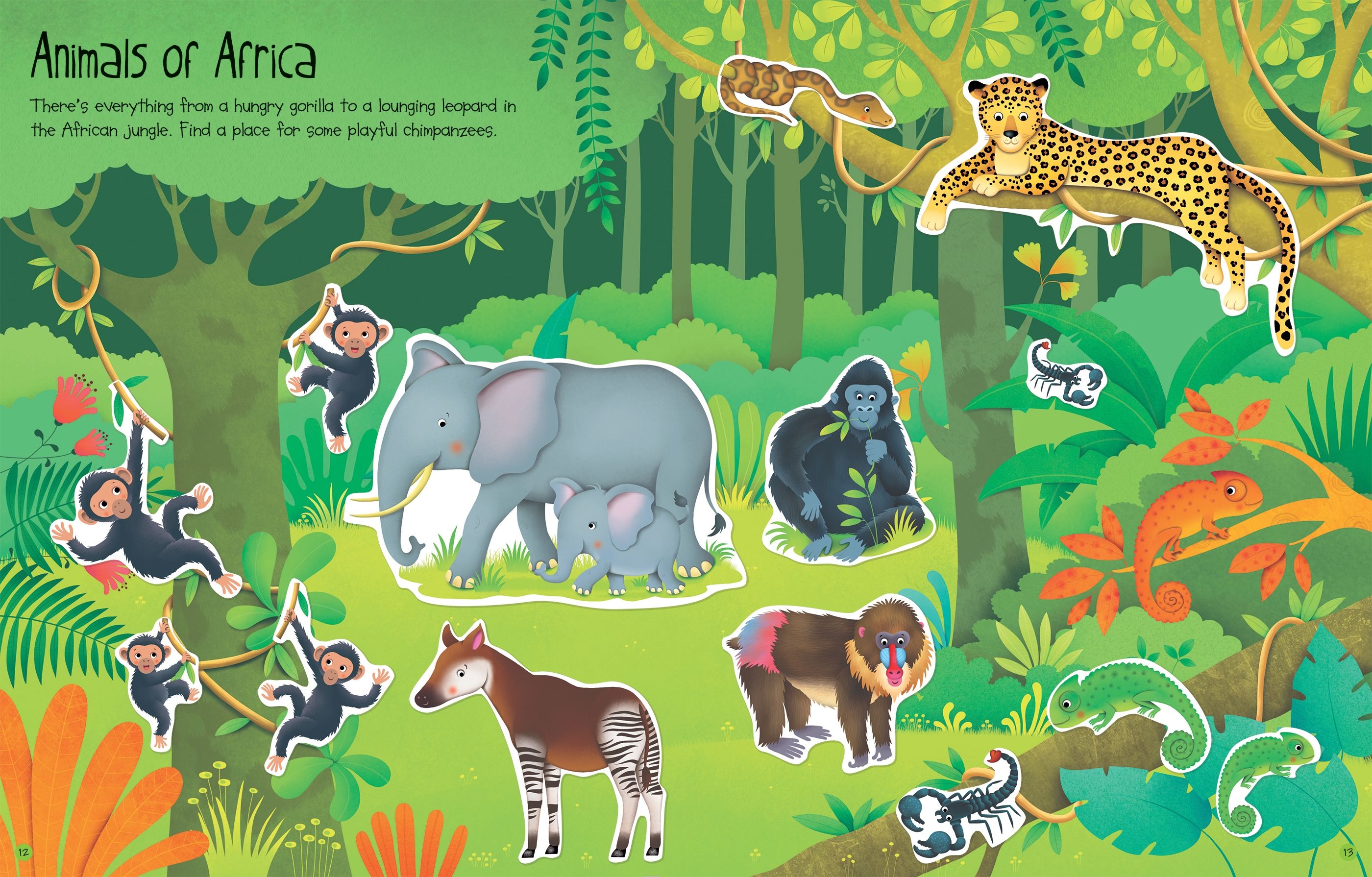 Usborne – First Sticker Book Jungle – Carte cu stickere pentru copii 3+ ani – carte pentru copii Usborne, preview pagini
