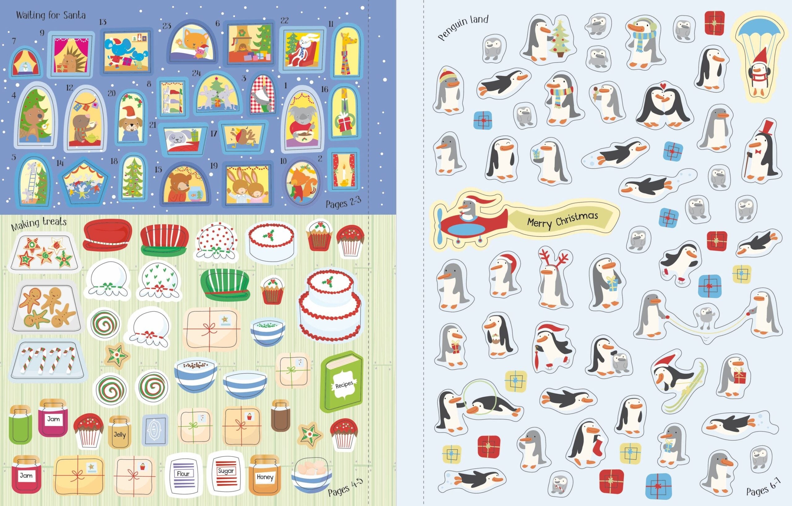 Usborne – Christmas Sticker Book – Carte cu stickere pentru copii 5+ ani – carte pentru copii Usborne, detalii conținut cu abțibilduri